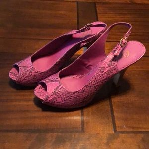 Candie’s Pink Alligator Heels